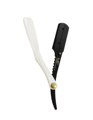Rasoio Acciaio Mezza Lama Ventaglio Bianco E Nero Mf Barber - Real Beauty