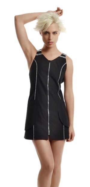 Casacca Dama Nero Con Cordino Bianco