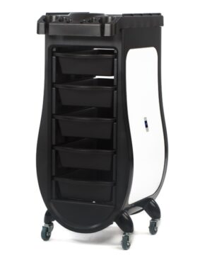 Carrello Parrucchiere 5 Scomparti Nero E Bianco - Labor