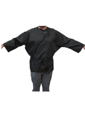 Kimono Nero Rifinito Tessuto