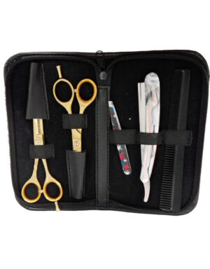 Kit Forbici Taglio + Sfoltire 6'' + Pinzetta + Rasoio + Pettine - Real Beauty