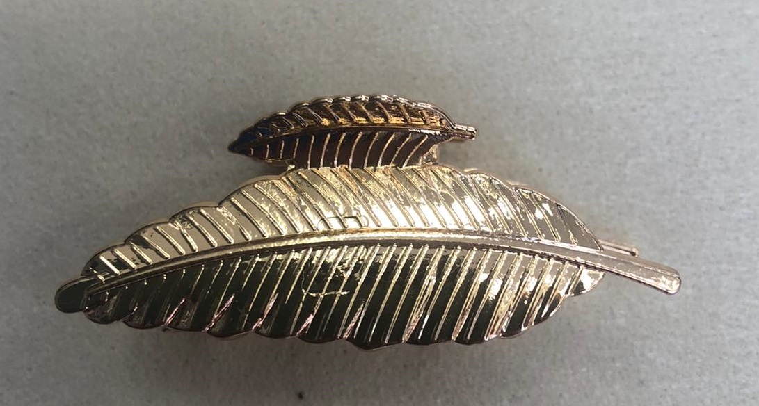 Pinza Per Capelli Metallo Foglia Oro Cm 5