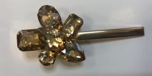 Pinza Per Capelli A Becco Con Pietre Oro Cm 8