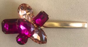 Pinza Per Capelli A Becco Con Pietre Fucsia-Rosa Cm 8