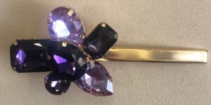 Pinza Per Capelli A Becco Con Pietre Viola Cm 8