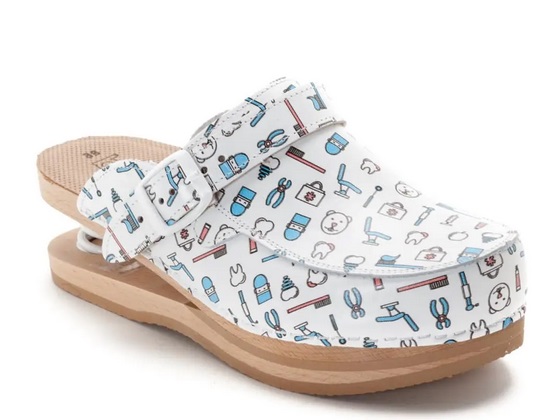 Zoccolo Chiuso Liscio Con Laccio Appoggio Su Pelle Fantasia Denti – Baldo/N. 38