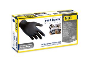 Guanti Nitrile Senza Polvere Neri Reflexx N81 100pz Cpm