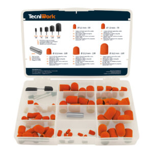 Kit round mandrini e cappucci abrasivi 81pz -  Tecniwork