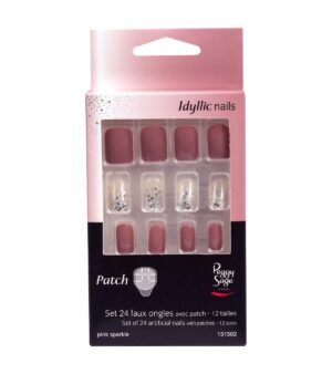 Kit 24 Unghie Finte Con Adesivo Peggy Sage/ Pink Sparkle