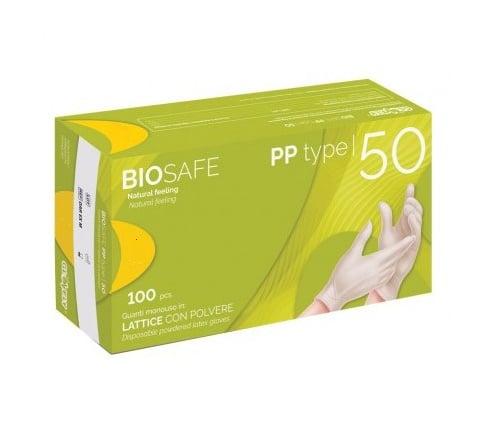 Guanti Bianchi Lattice Con Polvere Biosoafe Rays 100pz/M