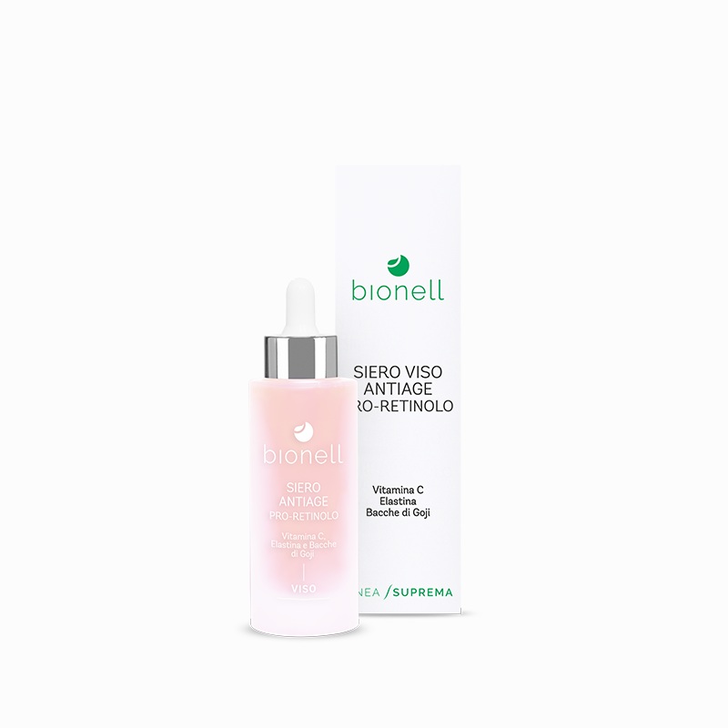 Siero viso antiage pro-retinolo con vitamina c elastina e bacche di goji 30ml
