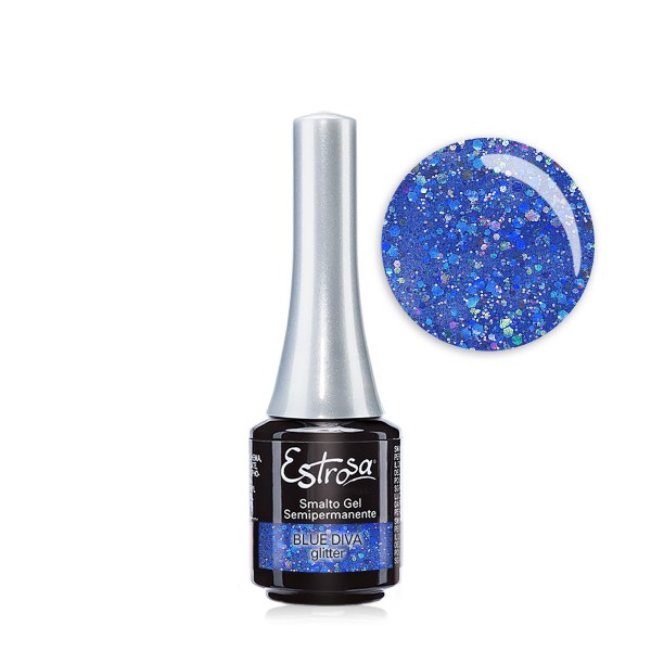 Smalto Semipermanente Gel Mini 7 Ml Estrosa/7919 Blue Diva Glitter - immagine 2