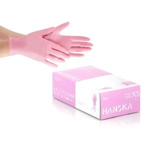 Guanti Nitrile Senza Polvere rosa Hanska 100pz Cpm/M