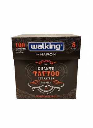Guanti Tattoo ultraflex nitrile nero Walking 100pz - Axima/S