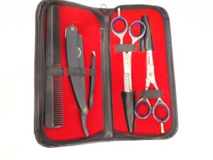 Kit Forbici Taglio + Sfoltire 6'' + Pinzetta + Rasoio + Pettine - Real Beauty