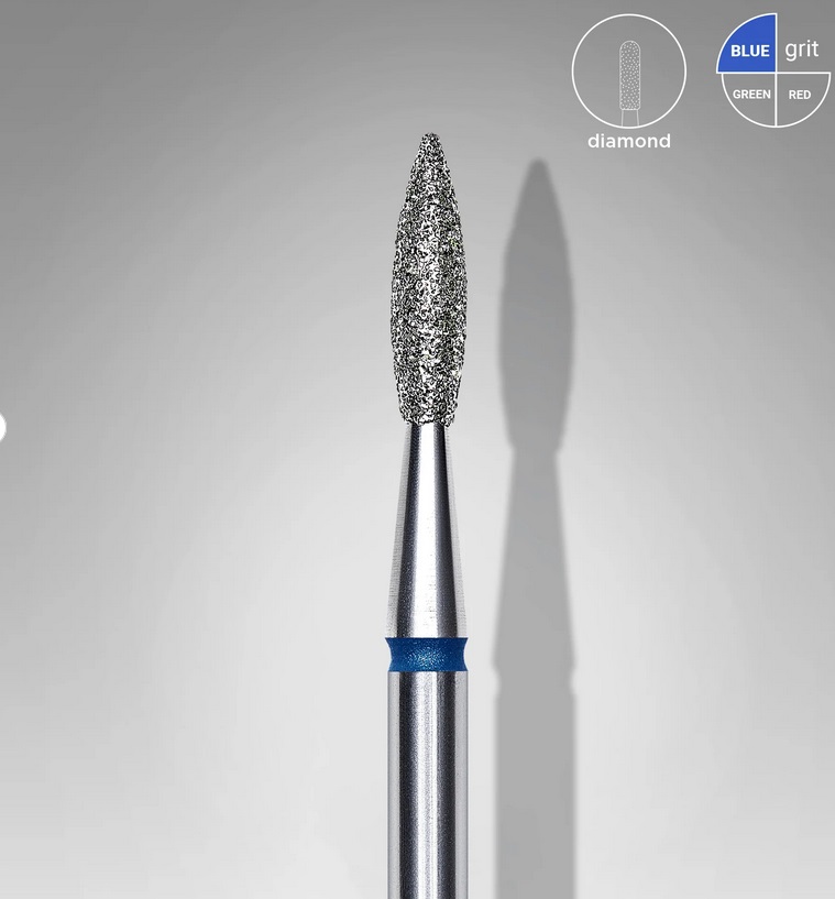 Punta diamantata Fiamma sottile blu 2.1mm - Staleks pro