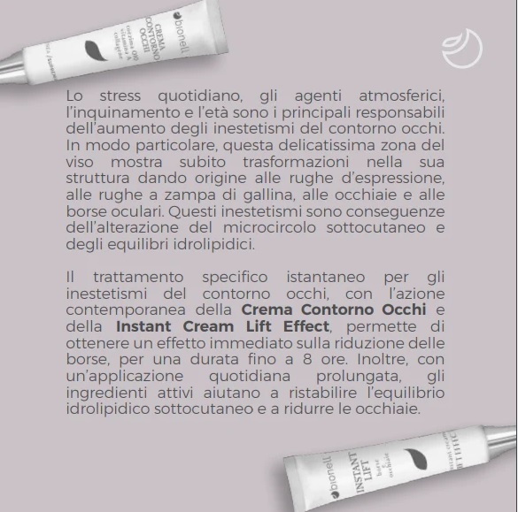 Crema contorno occhi borse e occhiaie + instant cream 2x15 ml Bionell - immagine 2