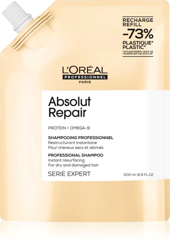 Shampoo ricarica per capelli danneggiati Absolut Repair Serie Expert 500ml L'Ore