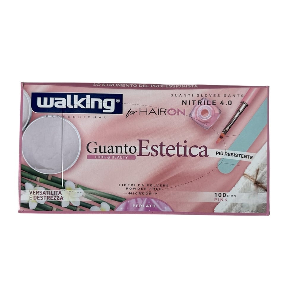 Guanti nitrile estetica rosa Walking 100pz - Axima/L