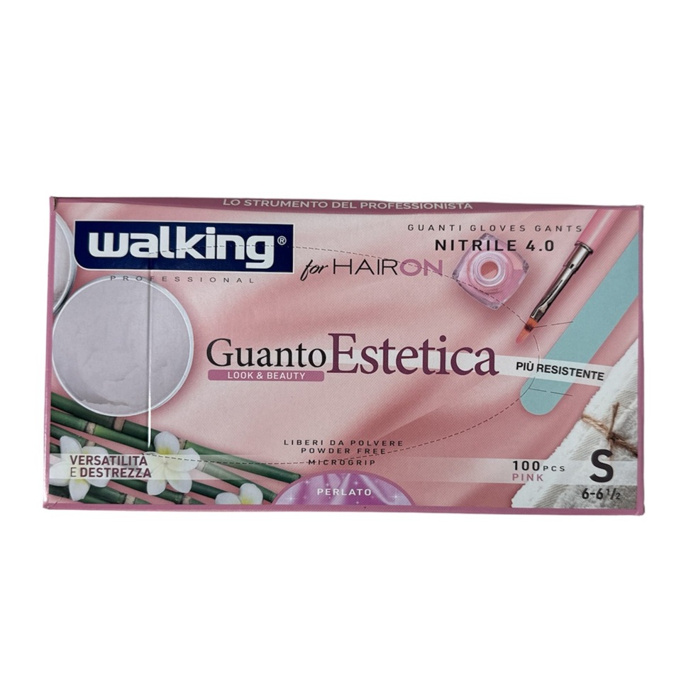 Guanti nitrile estetica rosa Walking 100pz - Axima/S