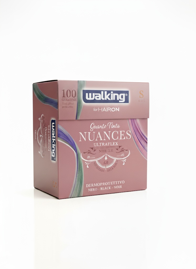 Guanti tinta Nuances ultraflex nitrile nero Walking 100pz - Axima/S