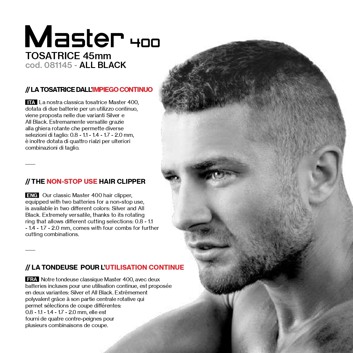 Tagliacapelli A Batteria Master 400 Nera Hair On - Axima - immagine 4