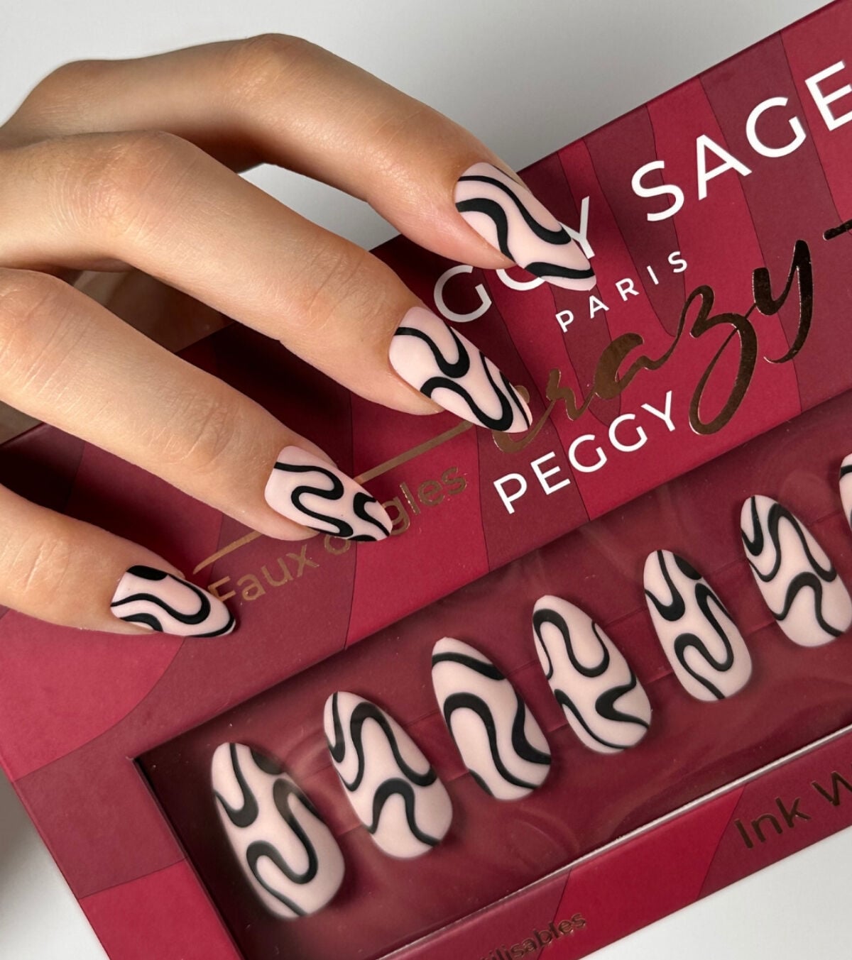 Unghie finte con patch riutilizzabili ink waves 24pz - Peggy Sage