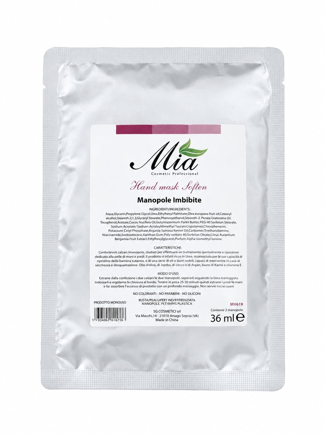 Manopole imbibite maschera mani 36ml - Mia