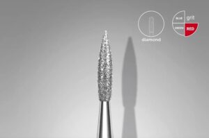 Fresa diamantata Fiamma aappuntita rossa diametro 2,3 mm punta 8 mm- Staleks