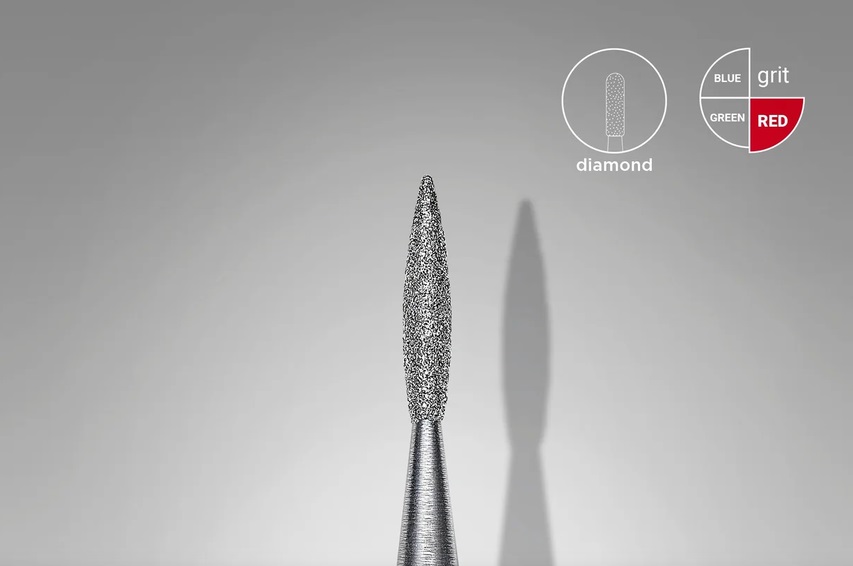 Fresa diamantata Fiamma appuntita rossa diametro 1,6 mm punta 8 mm - Staleks